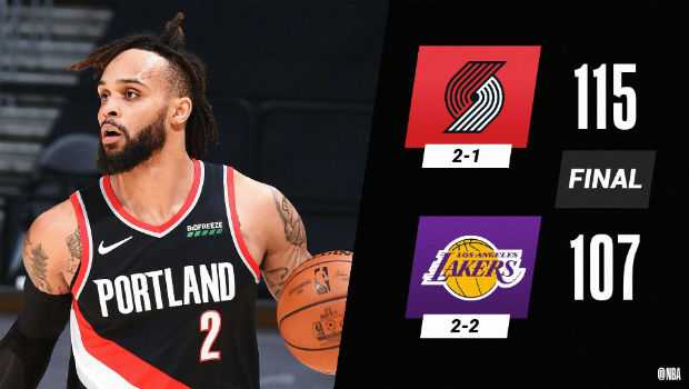 <a href=/lanqiujingsai/blazers/ target=_blank class=infotextkey>开拓者</a>115-107战胜<a href=/lanqiujingsai/lakers/ target=_blank class=infotextkey>湖人</a>