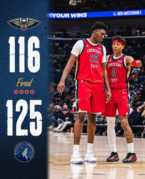 森林狼125-116力克鹈鹕取4连胜,爱德华兹11分 ,兰德尔28+9