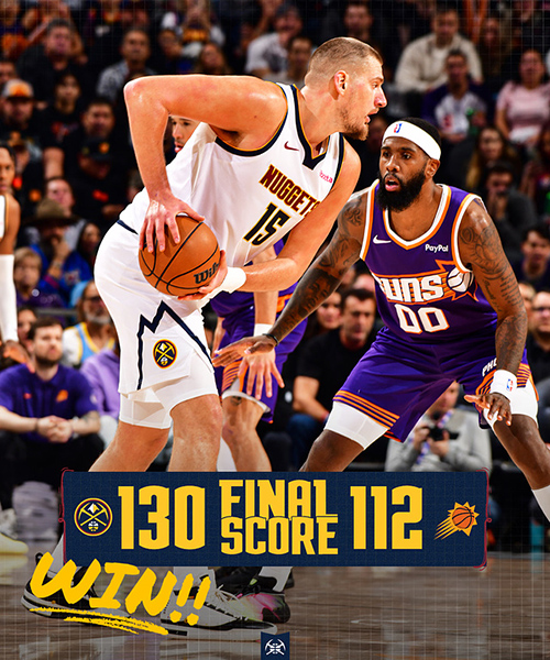 掘金130-112大胜太阳，  <a href=/suoyouqiuxing/lanqiujingsai/130.html target=_blank class=infotextkey>约基奇</a>26+9+10，布克24分